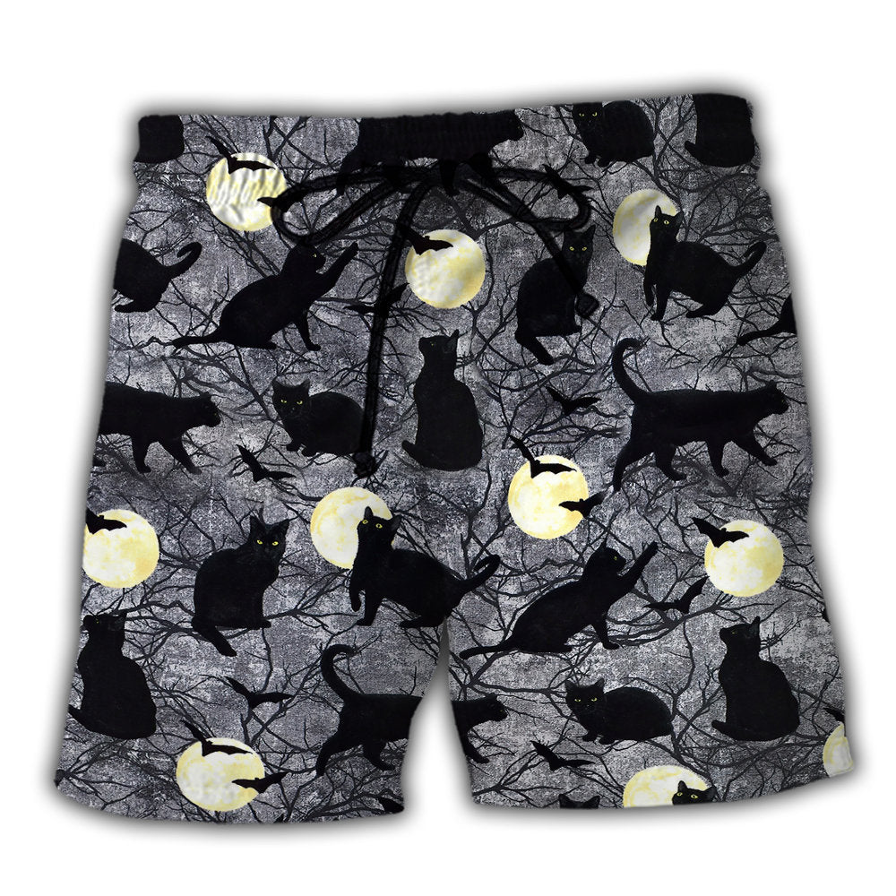 Halloween Black Cat Pattern - Beach Short - Owl Ohh - Owl Ohh