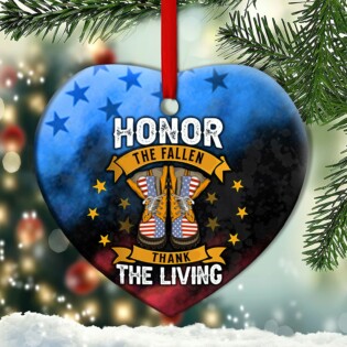 Veteran Honor The Fallen USA Flag Vintage - Heart Ornament - Owl Ohh - Owl Ohh