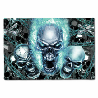 Skull Blue Flame Screaming - Doormat - Owl Ohh - Owl Ohh