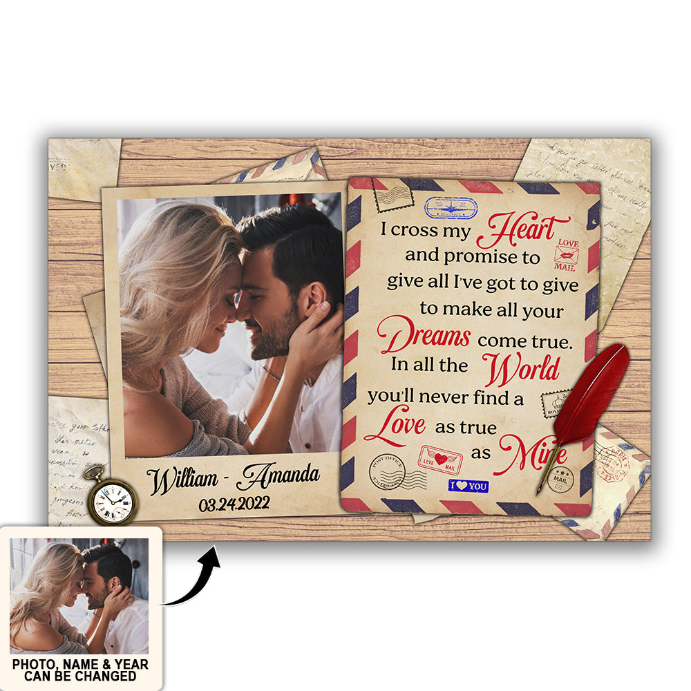 Couple I Cross My Heart Custom Photo Personalized - Horizontal Poster - Personalized Photo Gifts - Owl Ohh