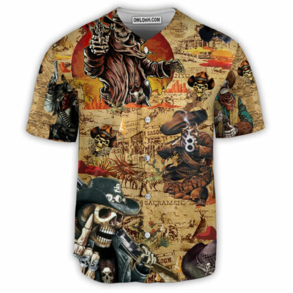 Cowboy Skull Cowboy Skull Pirates Love Life - Baseball Jersey - Owl Ohh - Owl Ohh