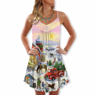 Farm Life Art Merry Christmas - V-neck Sleeveless Cami Dress - Owl Ohh - Owl Ohh