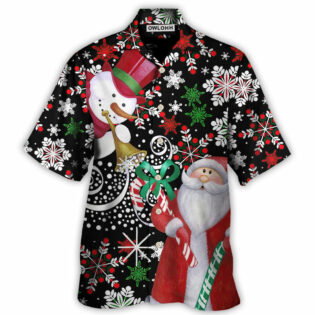 Christmas Snowyday With Santa And Snowman - Hawaiian Shirt - Owl Ohh - Owl Ohh