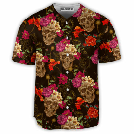 Skull Amazing Flowers Sugar - Baseball Jersey - Owl Ohh - Owl Ohh