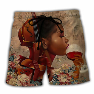 Music Lover Easily Distracted By Music And Wine - Beach Short - Owl Ohh - Owl Ohh