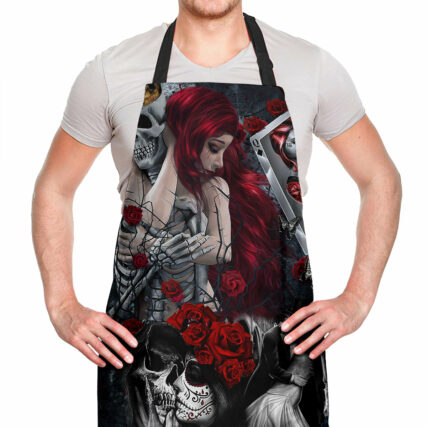 Skull Love Is Life Rose - Adjustable Apron - Owl Ohh - Owl Ohh