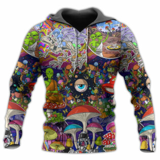 Hippie Mushroom Aliens Stay Hippie Colorful Art - Hoodie - Owl Ohh - Owl Ohh