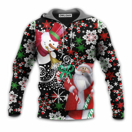Christmas Snowyday With Santa And Snowman - Hoodie - Owl Ohh - Owl Ohh