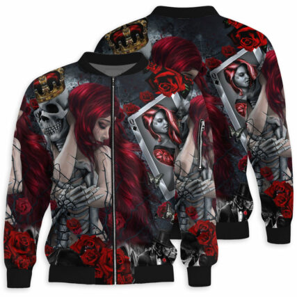 Skull Love Is Life Rose - Bomber Jacket - Owl Ohh - Owl Ohh