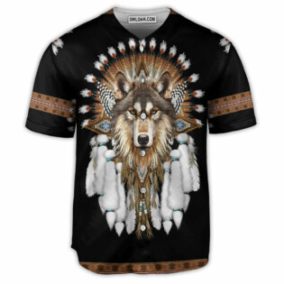Wolf Native American Wolf Cool - Baseball Jersey - Owl Ohh - Owl Ohh
