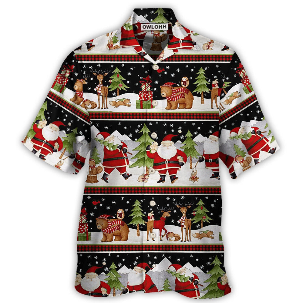 Christmas Happy Night With Santa Reindeer And Bear - Hawaiian Shirt - Owl Ohh - Owl Ohh