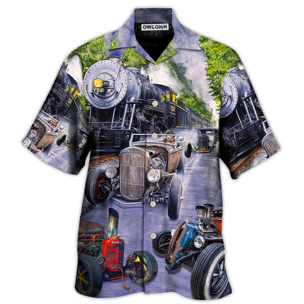 Hot Rod Racing Train Cool Art Style - Hawaiian Shirt - Owl Ohh - Owl Ohh