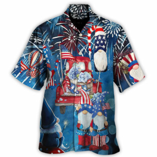 Independence Day Cute Three Trio Gnome 4th Of July - Hawaiian Shirt - Owl Ohh for men and women, kids - Owl Ohh