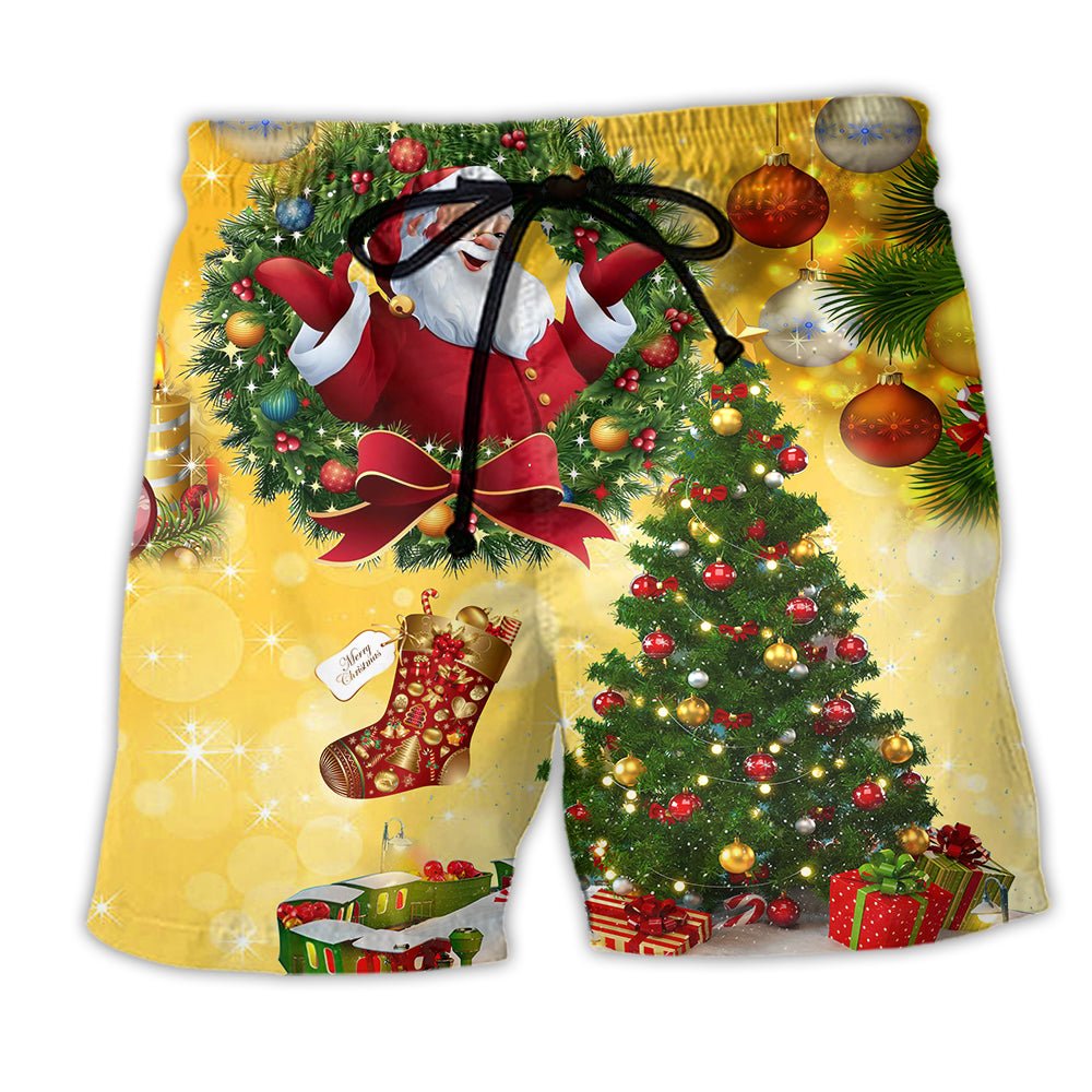 Christmas Tree Yellow Love Christmas - Beach Short - Owl Ohh - Owl Ohh
