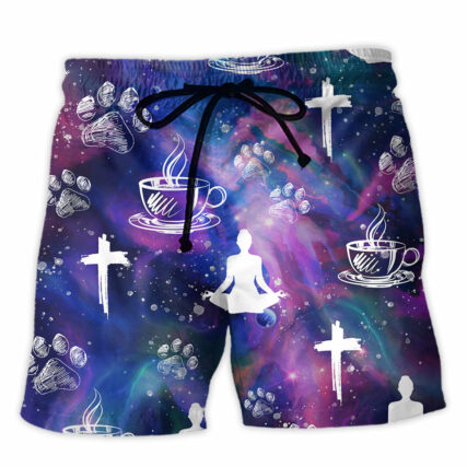 Coffee Jesus Dog Yoga - Beach Short - Owl Ohh - Owl Ohh