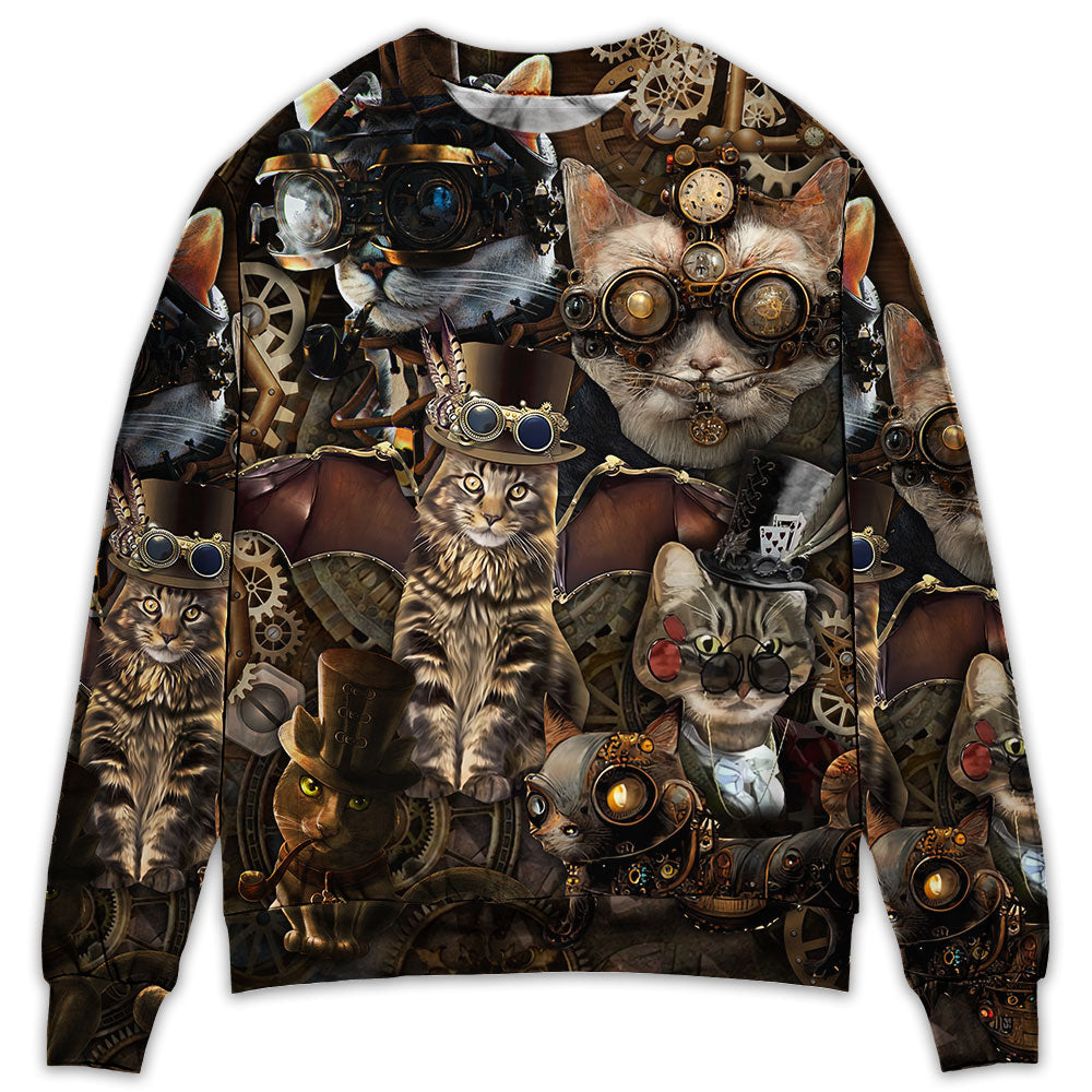 Cat Steampunk We're All Mad Here - Sweater - Ugly Christmas Sweaters - Owl Ohh - Owl Ohh