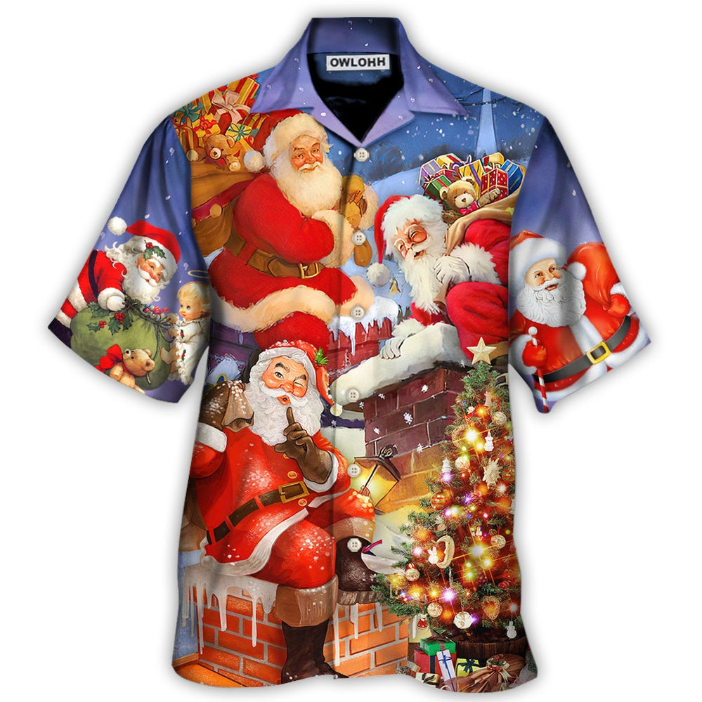 Christmas Up On Rooftop Santa Claus Art Style - Hawaiian Shirt - Owl Ohh - Owl Ohh