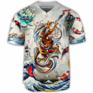 Beautiful Dragon With Lotus Flower - Baseball Jersey - Owl Ohh - Owl Ohh