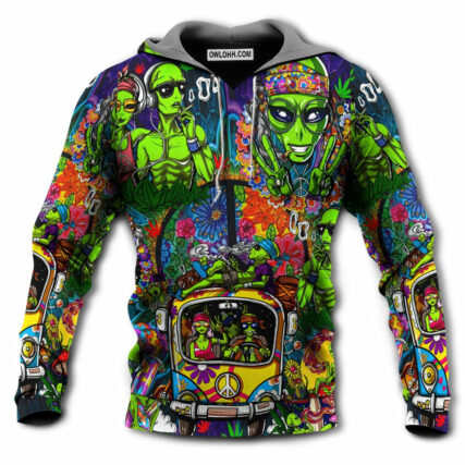 Hippie Space Alien Smoking Weed - Hoodie - Owl Ohh - Owl Ohh