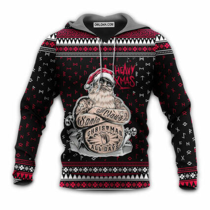 Christmas Tattoo Santa Funny Merry Xmas - Hoodie - Owl Ohh - Owl Ohh