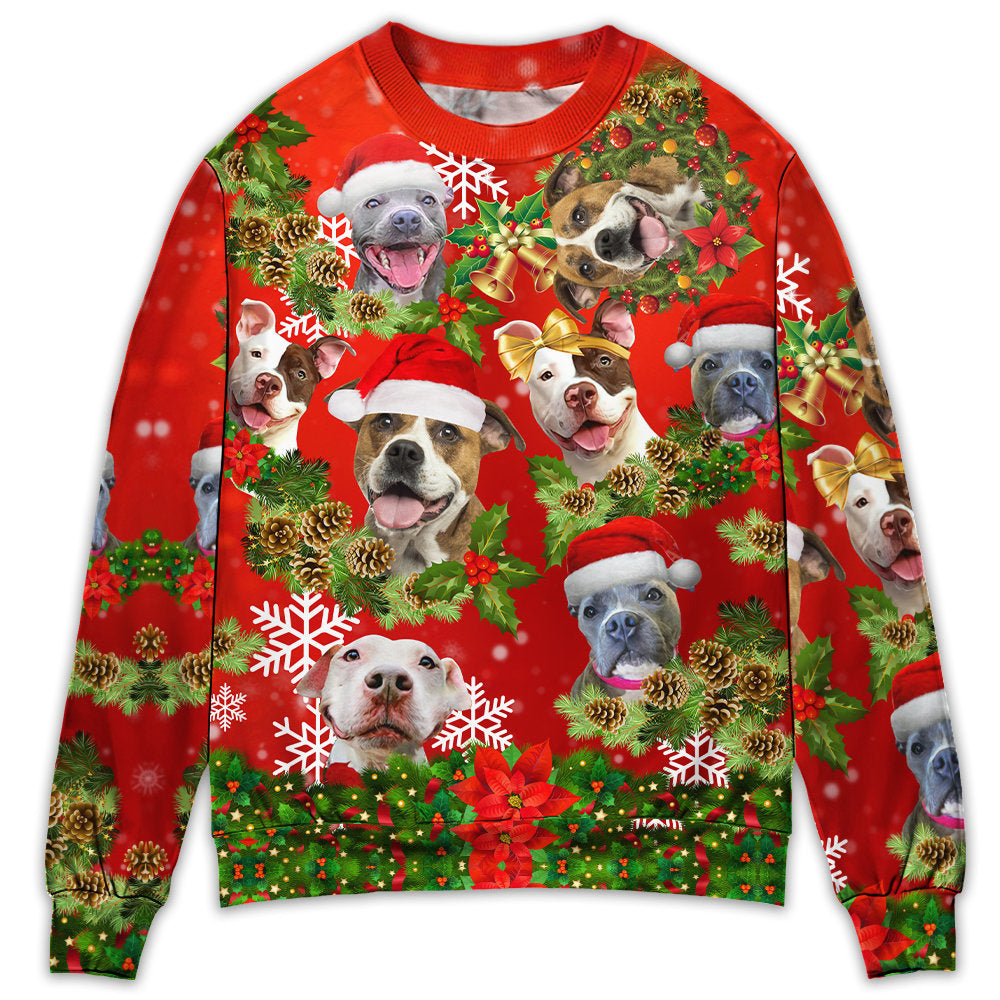 Pitbull Christmas Pitbulls Are Family - Sweater - Ugly Christmas Sweaters - Owl Ohh - Owl Ohh