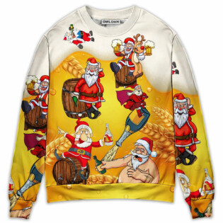 Christmas Santa Claus Drunk Beer Funny Troll Xmas - Sweater - Ugly Christmas Sweaters - Owl Ohh - Owl Ohh