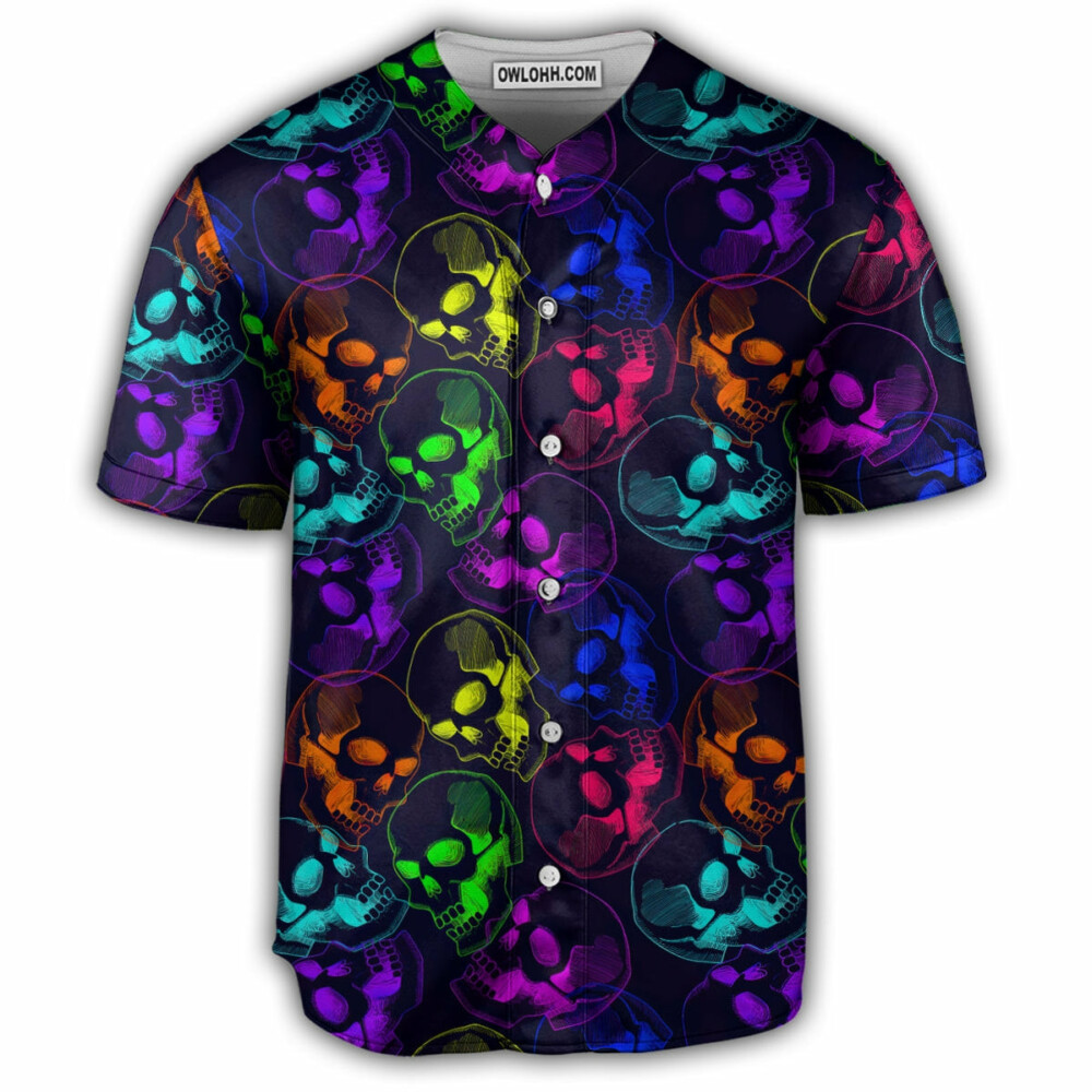 Skull Neon Cool - Baseball Jersey - Owl Ohh - Owl Ohh