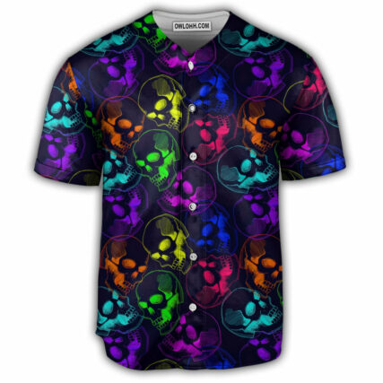 Skull Neon Cool - Baseball Jersey - Owl Ohh - Owl Ohh