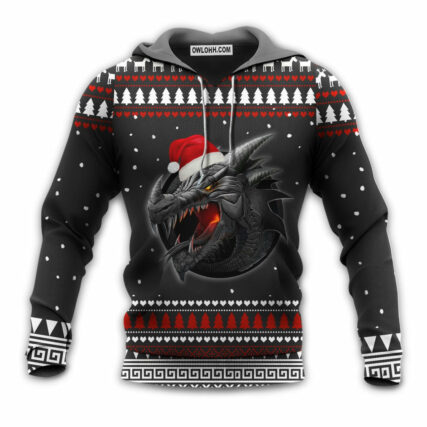 Christmas Dragon Merry Christmas Stronger With Santa Hat - Hoodie - Owl Ohh - Owl Ohh
