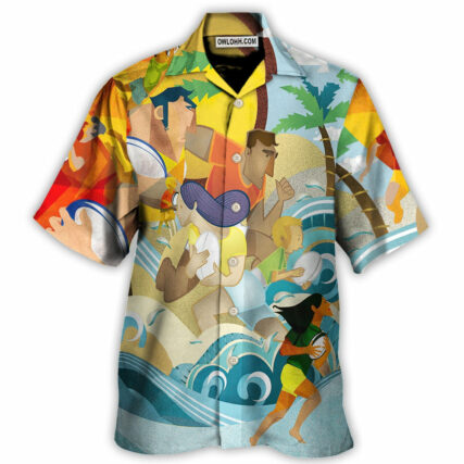 Rugby Beach Sports Beach Rugby Family Fight - Hawaiian Shirt - Owl Ohh - Owl Ohh