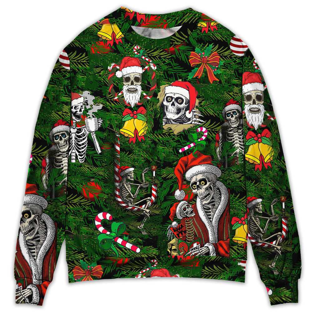 Skull Merry Xmas Happy Christmas - Sweater - Ugly Christmas Sweaters - Owl Ohh - Owl Ohh