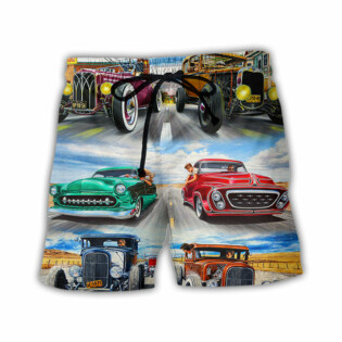 Hot Rod Racing Lover Cool Art Style - Beach Short - Owl Ohh - Owl Ohh