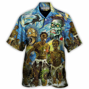 Halloween Zombie Crazy Starry Night Funny Boo Art Style - Hawaiian Shirt - Owl Ohh - Owl Ohh