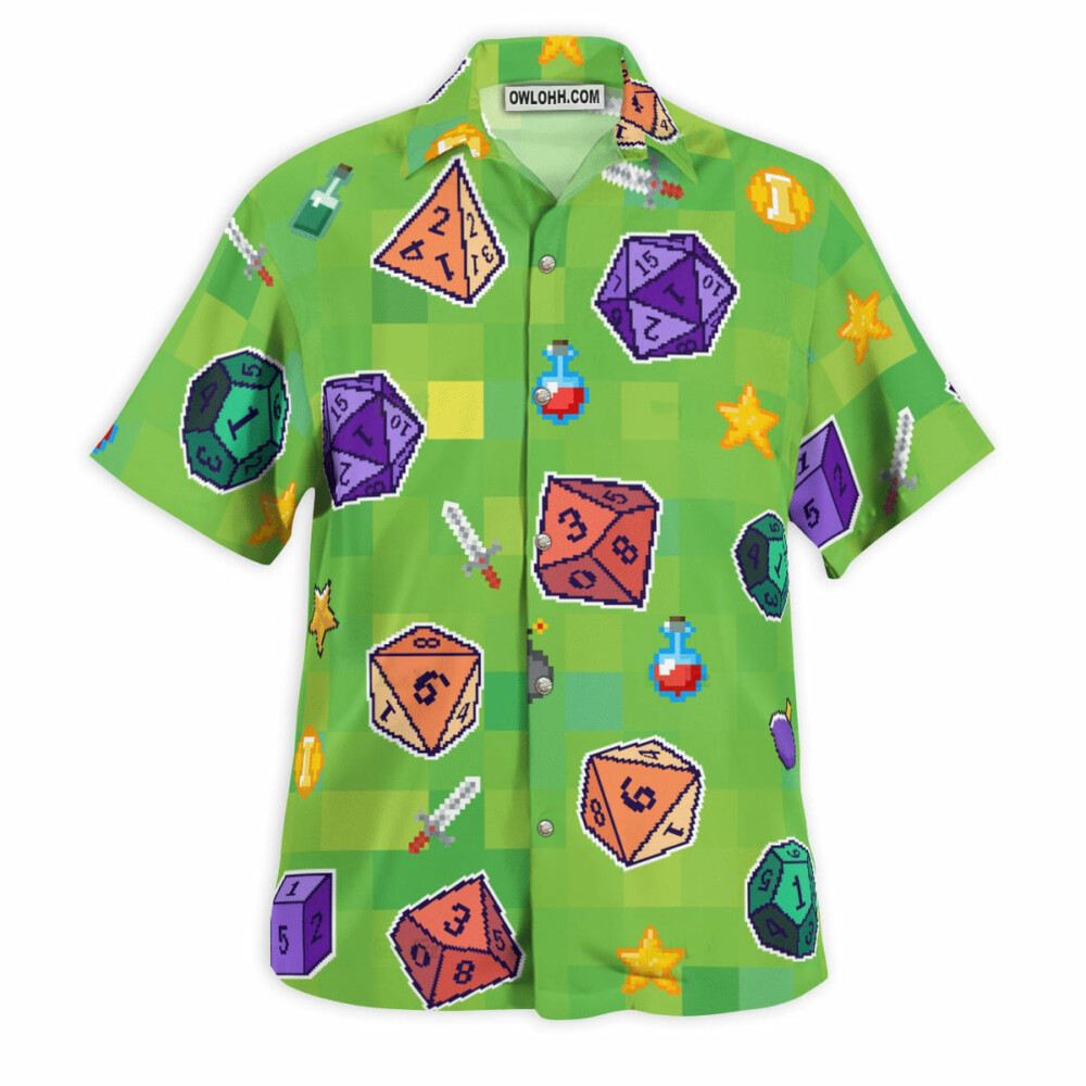 DnD Pixel Color Pattern - Hawaiian Shirt - Owl Ohh - Owl Ohh