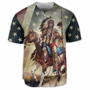 Horse USA Flag Native - Baseball Jersey - Owl Ohh - Owl Ohh