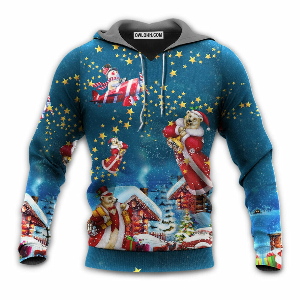 Christmas Bear Santa Happy - Hoodie - Owl Ohh - Owl Ohh