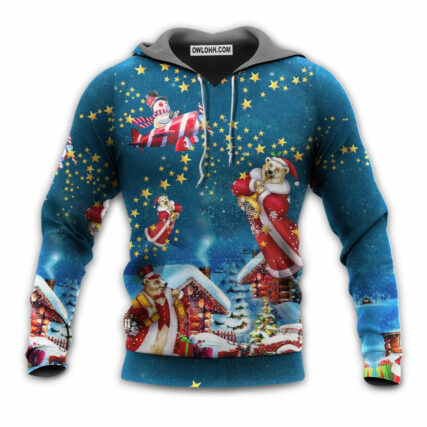 Christmas Bear Santa Happy - Hoodie - Owl Ohh - Owl Ohh