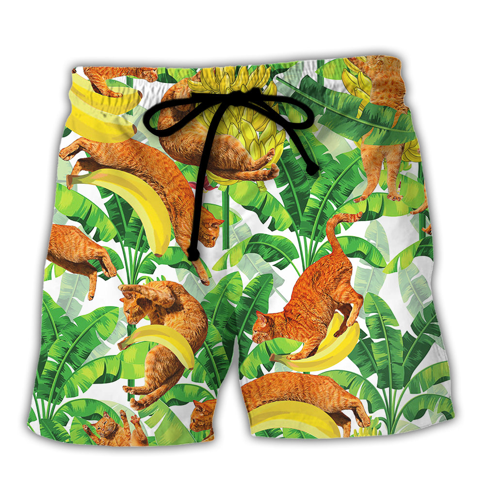 Cat Funny And Jumping Bananas - Beach Short - Owl Ohh - Owl Ohh