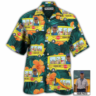 School Bus Driver Tropical Custom Photo - Hawaiian Shirt - Owl Ohh - Owl Ohh