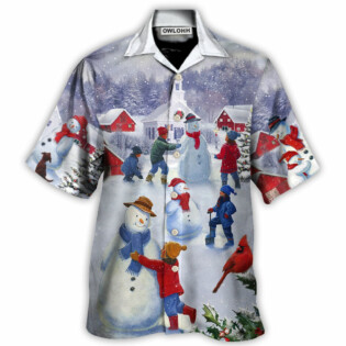 Christmas Children Love Snowman In The Christmas Town - Hawaiian Shirt - Owl Ohh - Owl Ohh
