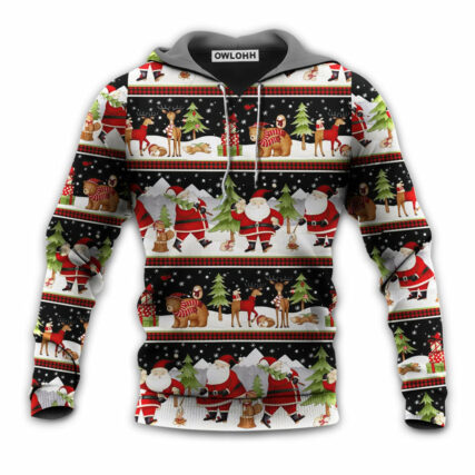 Christmas Happy Night With Santa Reindeer And Bear - Hoodie - Owl Ohh - Owl Ohh