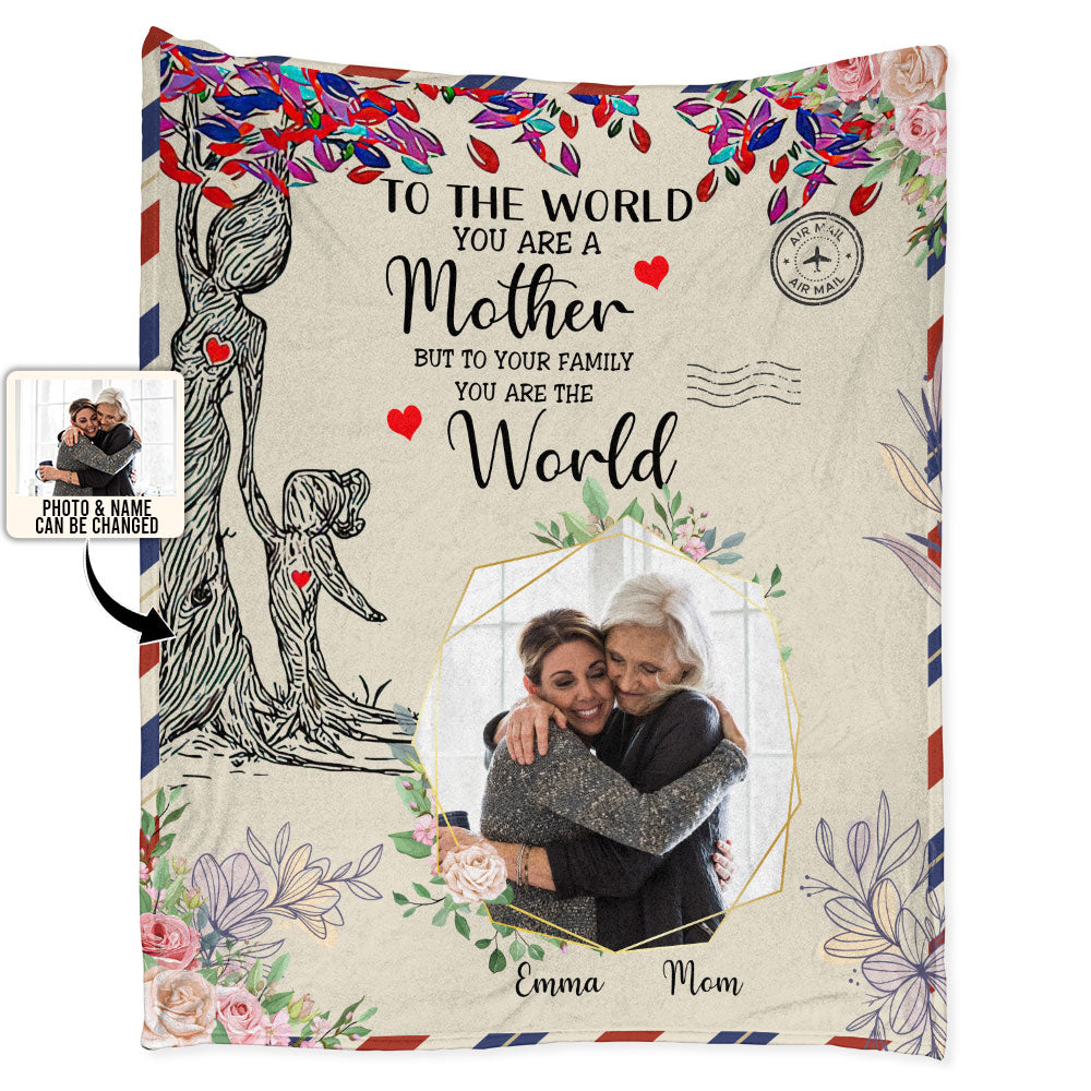 Mother's Day You Are The World Custom Photo Personalized - Flannel Blanket - Personalized Photo Gifts-Owl Ohh