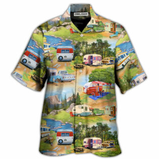 Camping Vintage Caravans Happy Life - Hawaiian Shirt - Owl Ohh - Owl Ohh