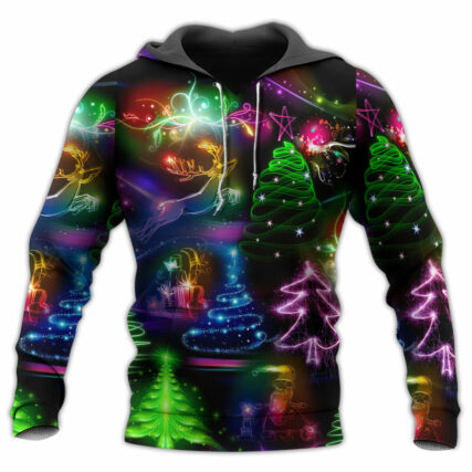 Christmas Neon Art Christmas Tree And Snowman - Hoodie - Owl Ohh - Owl Ohh