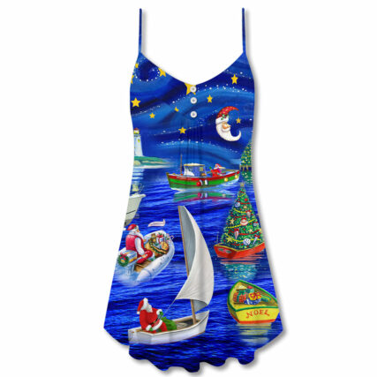 Christmas Coming Starry Night - V-neck Sleeveless Cami Dress - Owl Ohh - Owl Ohh