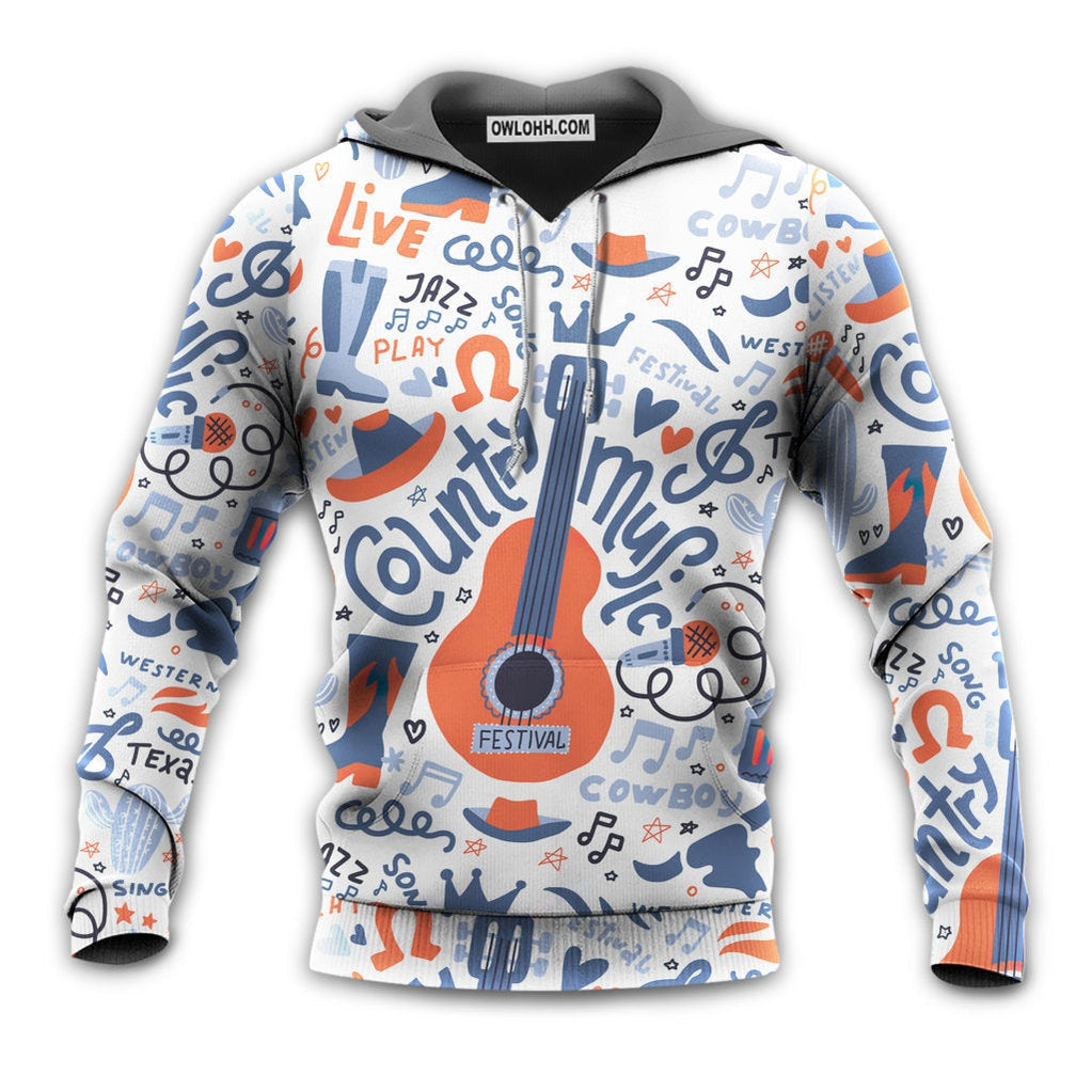 Guitar Country Music Festival Elements - Hoodie - Owl Ohh - Owl Ohh