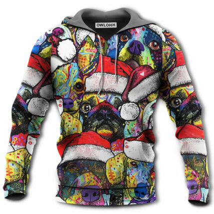 Christmas Dog Colorful Draw With Love - Hoodie - Owl Ohh - Owl Ohh