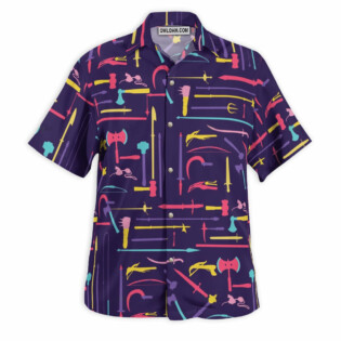 DnD Weapons Purple Pattern - Hawaiian Shirt - Owl Ohh - Owl Ohh