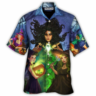 Halloween Magic Witch Ghost In The Dark Forest Art Style - Hawaiian Shirt - Owl Ohh - Owl Ohh