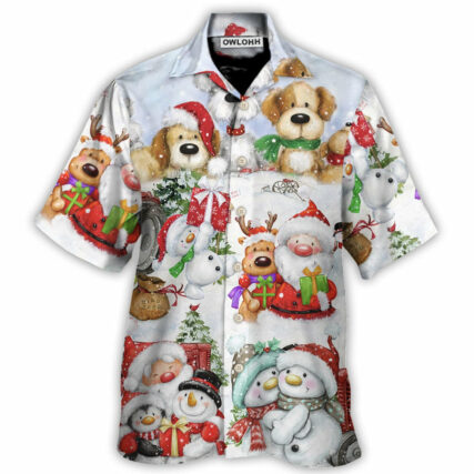 Christmas Santa And Snowman Christmas Happy Together - Hawaiian Shirt - Owl Ohh - Owl Ohh